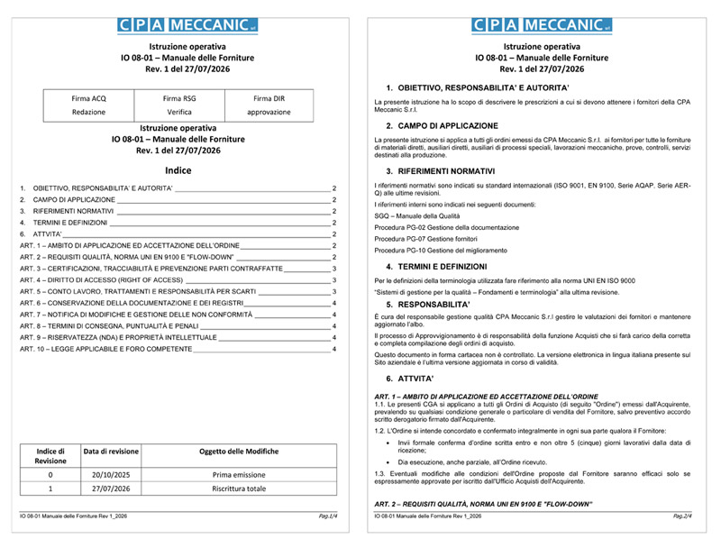 Manuale delle Forniture